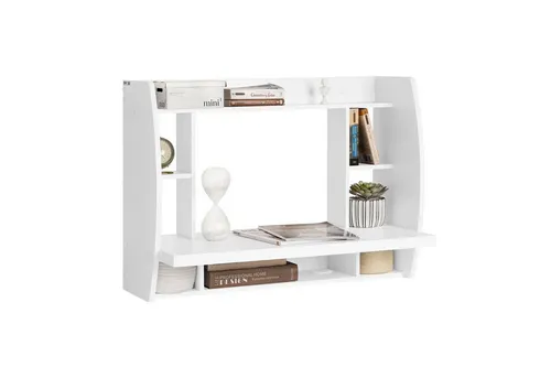 SoBuy Wandtisch FWT18 - Moderner Schreibtisch in Weiß - Schreibtisch mit platzsparendem Design, ideal für kleine Räume. Maße: 82 cm Breite, 39 cm Tiefe, 60 cm Höhe. Aus hochwertigem MDF und Span, perfekt für Home Office oder Kinderzimmer.