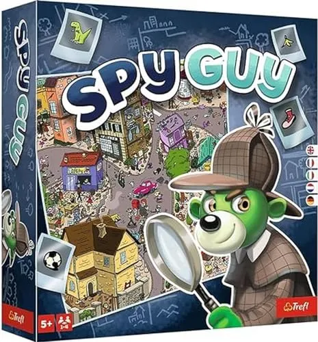 Trefl - Spy Guy - Kooperatives Detektivspiel, Familienbrettspiel, Beweissuche und Kriminelle Anzüge, Großes Brett mit Stadt, Familienspiel für Erwachsene und Kinder ab 5 Jahren