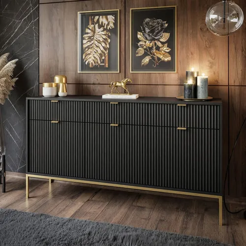 CORTADO GOLD Kommode KSZ154 mit 154 cm Schubladen schwarz