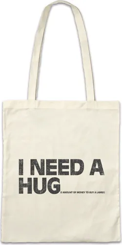 Urban Backwoods I Need A Hug To Buy A Lambo, Stofftasche, Farbe: Beige