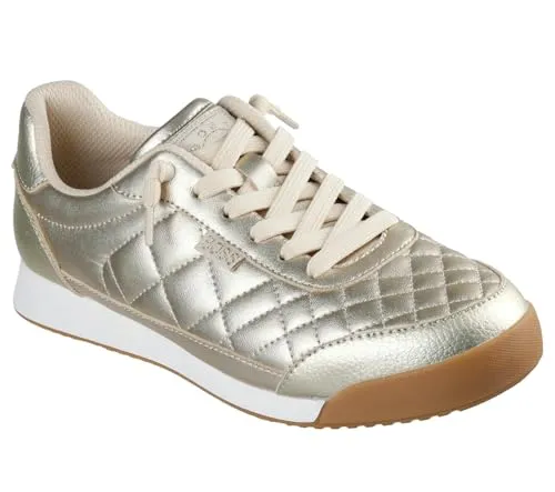 Skechers Billie Wild Comfort Damen Sneaker in Gold, Größe 39 - Sneaker im Retro-Stil aus 100% veganen Materialien mit elastischer Deko-Schnürung und gepolsterter Memory Foam-Innensohle für ultimativen Komfort.