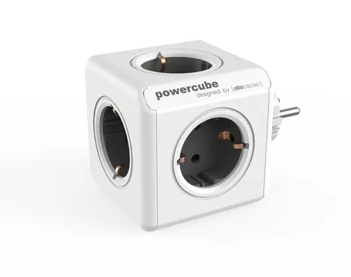 Allocacoc PowerCube Original 5er Steckdosenleiste - Grau - Praktische Steckdosenleiste für unterwegs: Der PowerCube bietet 5 überlappungsfreie Steckdosen, ideal zum Anschluss mehrerer Geräte wie Notebook und Handy. Kompakt und platzsparend für Reisen und Zuhause.