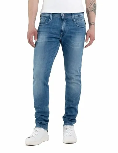 Replay Herren Jeans Anbass Slim-Fit mit Comfort Stretch, Medium Blue 009 - Jeans mit Power Stretch für optimalen Komfort und perfekte Passform, ideal für lässige Outfits im Alltag.