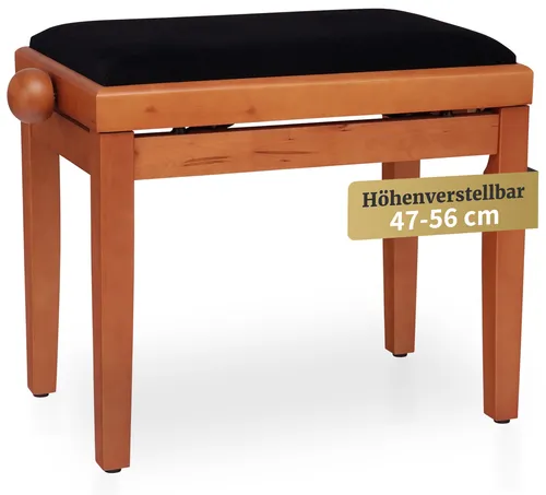 Classic Cantabile Pianobank Buche - Zubehör für Tasteninstrumente: Hochwertige Pianobank mit verstellbarer Höhe, rutschfesten Gummifüßen und eleganter Buche-Oberfläche für optimalen Sitzkomfort.