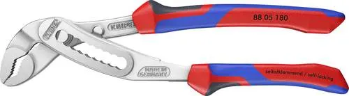 Knipex 88 05 180 Alligator Wasserpumpenzange - Zangen, hochwertige chromierte Wasserpumpenzange mit Multigrip für präzisen Halt und vielseitige Anwendungen.