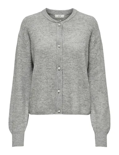 JDY Strickjacke JDYLUMI - Graue Melange in Größe L - Strickjacke aus recycelten Materialien mit lockerer Passform, ideal für einen lässigen Look und pflegeleicht bei 30 °C.