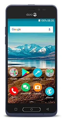 Doro 8035 Smartphone - Simlockfreies Handy mit 5 Zoll Display, 5MP Kamera und 16GB Speicher – ideal für einfache Bedienung und Multimedia-Nutzung.