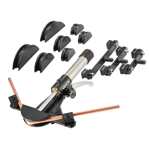 VEVOR Hydraulisches Rohrbiegegerät 6-22mm mit 7 Biegebacken - Praktisches Rohrbiegegerät für Kupfer- und Aluminiumrohre, ideal für präzise Biegungen bis 90°. Kompakt und vielseitig für Ihre Projekte.