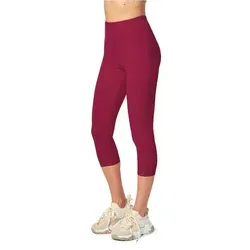 Merry Style Leggings Damen 3/4 Capri Hose MS10-224 (1-tlg) aus Baumwolle mit Spitze rot L