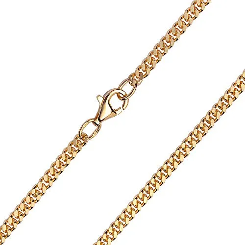 MATERIA Damen Herren Kette 333 Gold - Massive Panzerkette 45 cm - Hochwertige Flachpanzerkette aus 333er Gold, nickelfrei und hautfreundlich. Ideal als Geschenk in eleganter Schmuckschachtel, perfekt für jeden Anlass.
