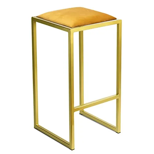 FERRO moderner Barhocker Gold 64 cm - Gepolsterter Metallstuhl im Loft Style - Hocker & Barhocker - Dieser stilvolle Barhocker kombiniert Eleganz und Komfort. Die solide Metallkonstruktion mit gepolstertem Sitz bietet langanhaltende Zufriedenheit und ist ideal für gesellige Runden.
