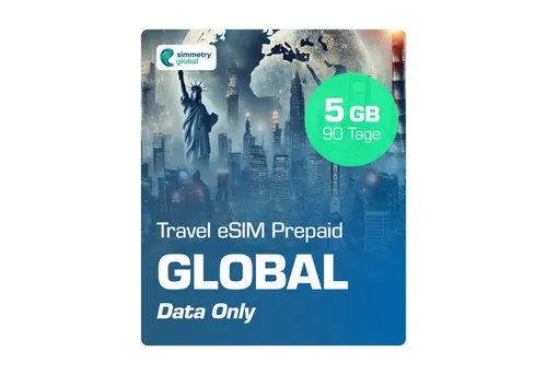 Simmetry Travel eSIM Global - 5 GB Prepaidkarte - Erlebe die Welt mit der Simmetry Travel eSIM Global! Nahtlose Verbindung ohne Roaming-Gebühren, einfach aktivierbar und 90 Tage nutzbar. Bleibe überall online!