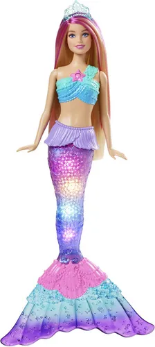 Mattel Meerjungfrauenpuppe HDJ36 - Barbie Dreamtopia, 15 cm groß mit Licht und buntem Design, ideal für kreative Spielstunden ab 3 Jahren