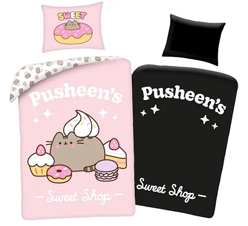 Pusheen Bettwäsche - Pusheen The Cat 140 x 200 cm - Bettwäsche-Set aus 100% Baumwolle mit Pusheen-Thema, pflegeleicht und farblich langlebig. Ideal für Katzenliebhaber und sorgt für gemütliche Nächte.
