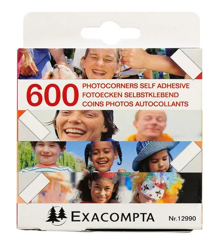 EXACOMPTA Klebestreifen 10x Packung mit 600 selbstklebenden Fotoecken - Kristall - 12990E Fotoalben Accessories