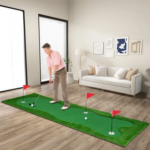 100cm Golf-Schlagmatte - Golf Trainingsmatte für Anfänger - Isomatten für Golftraining, hohe Haltbarkeit und tragbar, ideal für Putten drinnen und draußen, inklusive Zubehör für ein optimales Training.