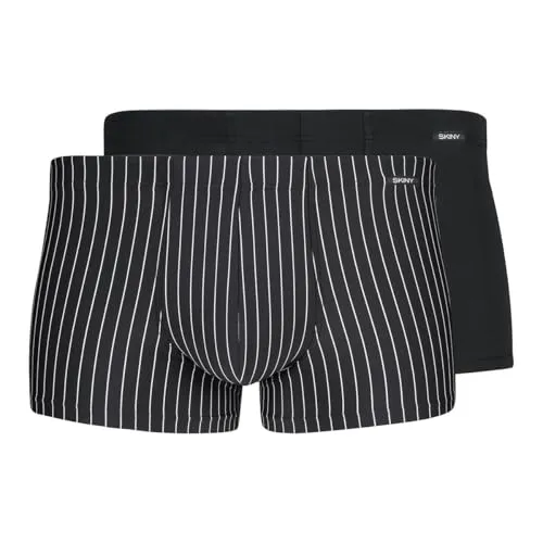 Skiny Herren Cotton Multipack 086001 Hipster - Blackstripe Selection - Retroshorts für Herren aus feiner Mikrofaser, bietet perfekten Sitz und hohen Tragekomfort, erhältlich in eleganten Designs und ÖkoTex Standard 100 zertifiziert.