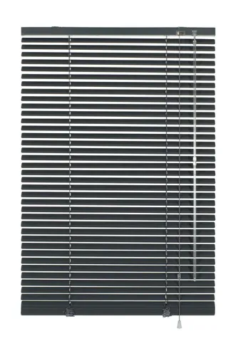 Gardinia Aluminium Jalousie 25 mm - Schiefer, 60 x 175 cm - Jalousien aus Aluminium mit 25 mm Lamellen, individuell einstellbarer Licht- und Blendschutz, 100 % kindersicher und inklusive Befestigungsmaterial für einfache Montage.