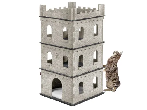 Canadian Cat Company Tierhaus Premium Katzenburg "Felty Fort" - Tierhäuser, stilvolles Katzenhaus aus robustem Filz mit kuscheligem Kissen – ideal für gemütliche Rückzugsorte und einfach zu montieren.
