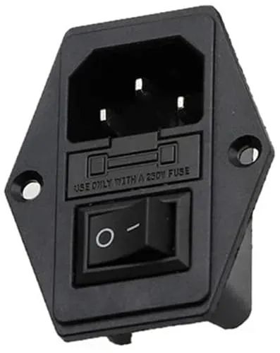 Kaltgeräte Einbau-Buchse C14, mit Schwarzem Schalter und Sicherung, 3-Pin 220-250V/10A Audio Kaltgeräte-Buchse Einbau Kupplung Stecker Buchse, 3-in-1 Einlassmodulstecker mit Schalter.