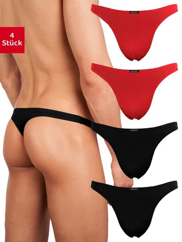 Fabio Farini String Herren Unterhosen - Männer Tangas aus atmungsaktiver Mikrofaser (4-St) im sportlichen Look mit Karo-Muster