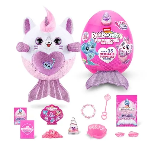 Rainbocorns Mermaidcorn Surprise Serie 7, Meribella Kätzchen, von ZURU, 28 cm Plüschtier, Meerjungfrau Spielzeuge für Mädchen (Kätzchen)