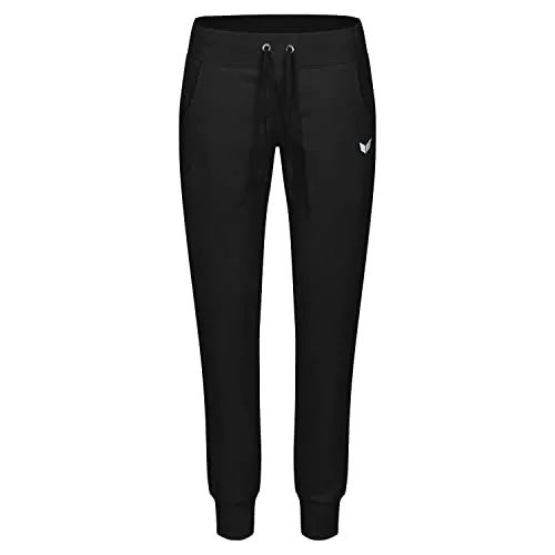 Erima Damen Casual Basic Sweathose mit B ndchen, Schwarz, 36 EU - Trainingshosen mit breitem Bund und Kordelzug, ideal für Komfort und Stil beim Sport oder in der Freizeit.
