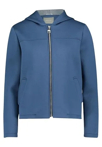 Amber & June Damen Übergangsjacke mit Kapuze - Funktionsjacke aus innovativem Scubamaterial, cool und lässig mit Reißverschluss und längerem Rückteil, ideal für Übergangszeiten.