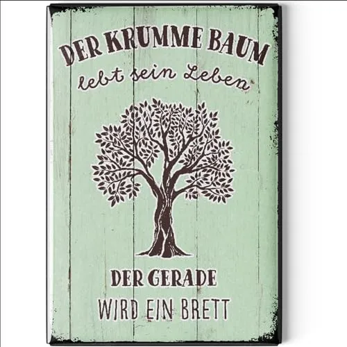 LANOLU Kühlschrankmagnete lustig- Krummer Baum lebt Sein Leben - lustige Magnete mit Sprüchen und witzigen Motiven 8x5,5cm