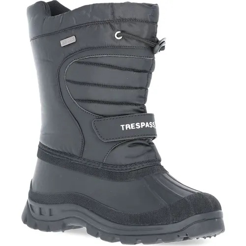 Trespass Dodo Schneestiefel schwarz 37 - Robuste Unisex-Schneestiefel für Kinder, wasserabweisend mit kuscheligem Fleece-Futter. Einfaches An- und Ausziehen dank Reißverschluss, ideal für winterliche Abenteuer.