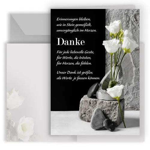 Dankeskarte Trauer Set Stille Anteilnahme mit Umschlägen - Danksagungskarten 10