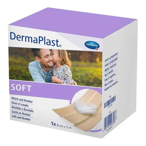 Dermaplast Soft Pflaster 8 cm x 5 m - Sanfte Wundversorgung - Arzneimittel zur sanften Wundversorgung, hypoallergen und atmungsaktiv für optimalen Tragekomfort.