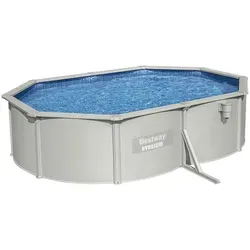 Bestway Hydrium Stahlwandpool Komplett-Set mit Sandfilteranlage 500 x 360 x 120 cm, grau, rund
