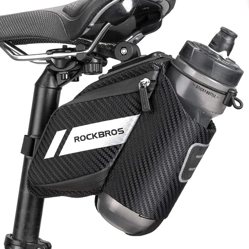 ROCKBROS Fahrrad Satteltasche mit Flaschenhalter - Fahrradtaschen, ideale Satteltasche mit hoher Sichtbarkeit und leichtem Design, perfekt für Radsportler auf allen Bike-Typen.