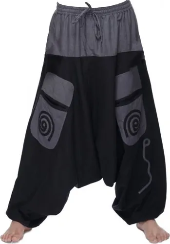 Aladinhose Freizeithose Haremshose Simandra Herren, grau S/M - Bequeme Aladinhose Simandra für Herren im stylischen Harem-Design. Der breite Dehnbund und das elastische Bündchen bieten individuellen Tragekomfort. Ideal für entspannte Freizeitlooks und aus 100% Baumwolle gefertigt.