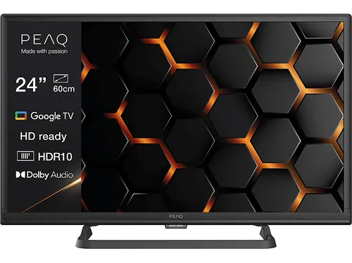 PEAQ PTV 24GH-5124C LED TV - LED & LCD Fernseher, 24 Zoll SMART TV mit HD-ready Auflösung und integriertem Google TV für Streaming in bester Qualität.
