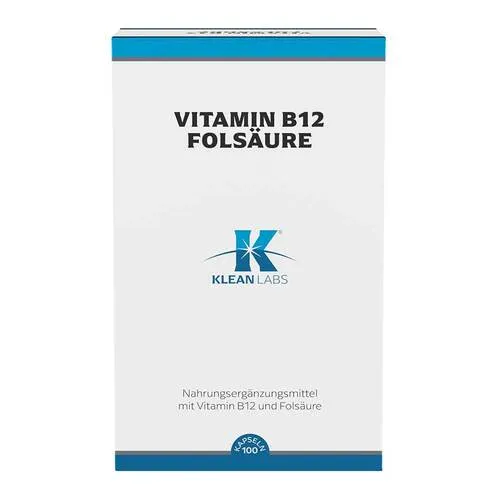 VITAMIN B12+FOLSÄURE KLEAN LABS Kapseln 100 St - Arzneimittel zur Unterstützung des Nervensystems und zur Reduzierung von Müdigkeit, ideal für eine gesunde Lebensweise.