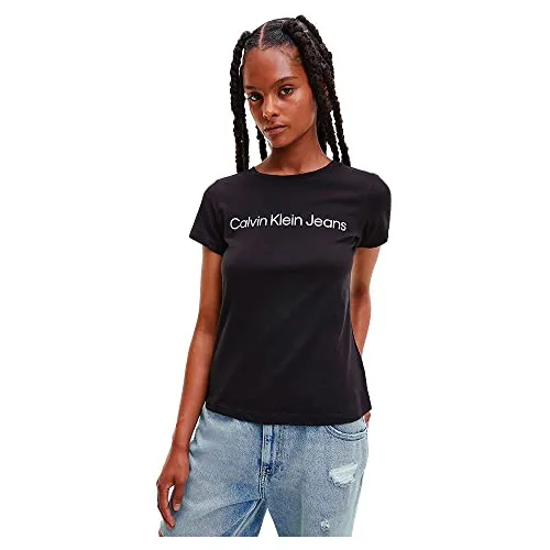 Calvin Klein Jeans T-Shirt CORE INSTIT LOGO SLIM FIT TEE - Stylisches Slim Fit T-Shirt in Ck Black mit auffälligem CK-Logoschriftzug, ideal für modebewusste Männer. Hergestellt aus 100% Baumwolle für hohen Tragekomfort.