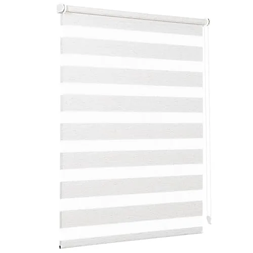 Sekey Doppelrollo Klemmfix ohne Bohren für Fenster, Doppelrollo 40 cm breit, Duo Rollo Jalousie Sonnenschutz, 40x100cm, Leinen