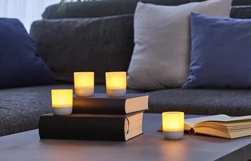 Northpoint LED Akku Lounge Lights 4er-Set - Kabellos mit Touchsensor für Innen und Außen - Stimmungslichter mit warmweißem Licht, Farbwechsel und Kerzenflackereffekt. Ideal für kreative Lichtgestaltungen drinnen und draußen.