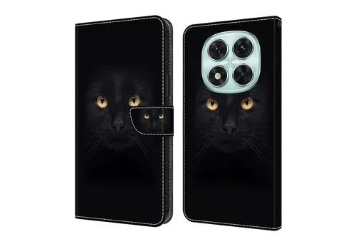 CLM-Tech Handytasche für Xiaomi Redmi Note 14 PRO 5G Hülle aus PU-Leder Klapphülle (schwarzer Panther Augen, Handyhülle mit Standfunktion - Wallet Flip Case inklusive Kartenfächer), Cover mit Magnetverschluss für Xiaomi Redmi Note 14 Pro 5G / 4G