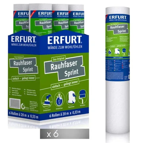 Erfurt Rauhfaser SPRINT Weiß - Vielseitige Strukturtapete zum Überstreichen - Tapeten für individuelle Raumgestaltung: Atmungsaktive, schadstofffreie Rauhfasertapete, feuchtigkeitsregulierend und mehrfach überstreichbar - ideal für Büro und Wohnzimmer.