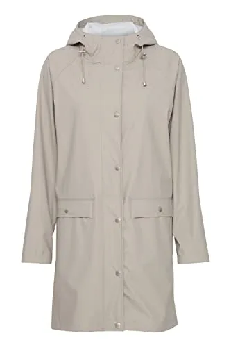 OXMO OXTanne Damen Windbreaker Übergangsjacke - Wasserabweisende Übergangsjacke mit Kapuze und Knopfleiste, ideal für wechselhaftes Wetter. Hochwertiges Material und modischer Loose Fit sorgen für Komfort und Stil in jeder Jahreszeit.