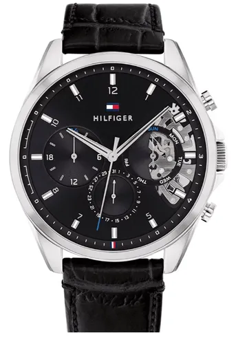 Tommy Hilfiger Baker Herrenuhr 1710449 - Elegante Herrenuhr in Schwarz - Herrenuhren - Hochwertige Tommy Hilfiger Uhr mit elegantem Design, Quarzwerk und kratzfestem Mineralglas. Wasserdicht bis 5 BAR, perfekt für jeden Anlass.