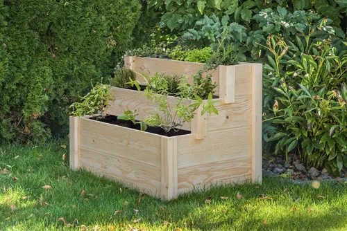 BM Massivholz Hochbeet Douglasie 106x73x76 cm - Hochbeet aus naturbelassener Douglasie, ideal für den Anbau von Pflanzen. Robuste Bauweise und einfache Selbstmontage.