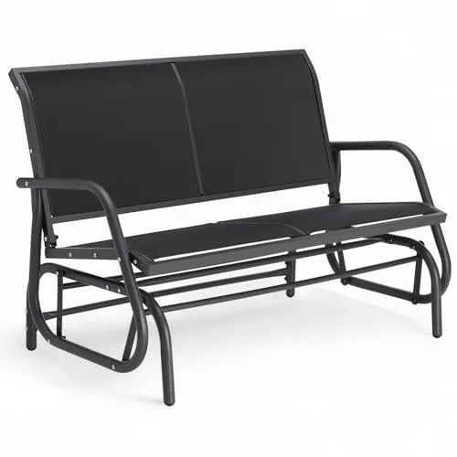 tectake® Outdoor Schaukel Bank - 2-Sitzer wetterfest - Verandaschaukeln in elegantem Schwarz, bis 300 kg belastbar, mit robustem Stahlrahmen und atmungsaktivem Sitzgewebe für höchsten Komfort im Garten oder auf der Terrasse.