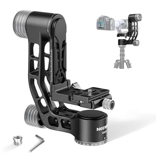 NEEWER GM102 Gimbalkopf für Stativ – 360° Panorama für Teleobjektive - Robuster Gimbalkopf aus CNC-Aluminium für stabile Aufnahmen bis 15kg. Ideal für Naturfotografen mit 360°-Drehung und Arca-Typ Schnellwechselplatte. Perfekt für kreative Aufnahmen im Freien.
