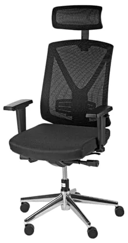 SIGMA Bürostuhl EC901 - Ergonomischer Komfort in Schwarz - Bürostuhl mit verstellbarer Sitzhöhe und Kopfstütze für optimale Ergonomie. Ideal für Home Office oder Büro, unterstützt eine gesunde Sitzhaltung und entlastet Nacken und Rücken.
