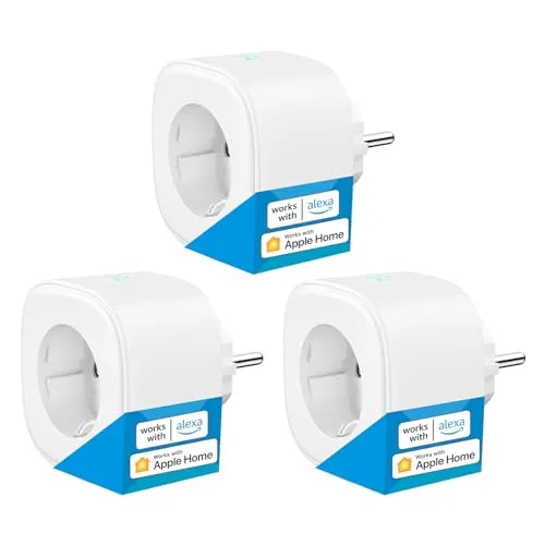 Meross WLAN Steckdose mit HomeKit Unterstützung - 3 Stück - Smart & Ferngesteuerte Stecker: Steuern Sie Ihre Geräte bequem per Sprachbefehl mit Siri, Alexa oder Google Assistant – kein Hub erforderlich!
