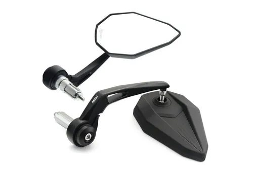 Area1 Premium Motorrad Lenkerendenspiegel - E-geprüftes CNC Alu Rückspiegel Set (Rechts+Links), cooler Look und einfach zu montieren für 95% aller Motorräder und Motorroller